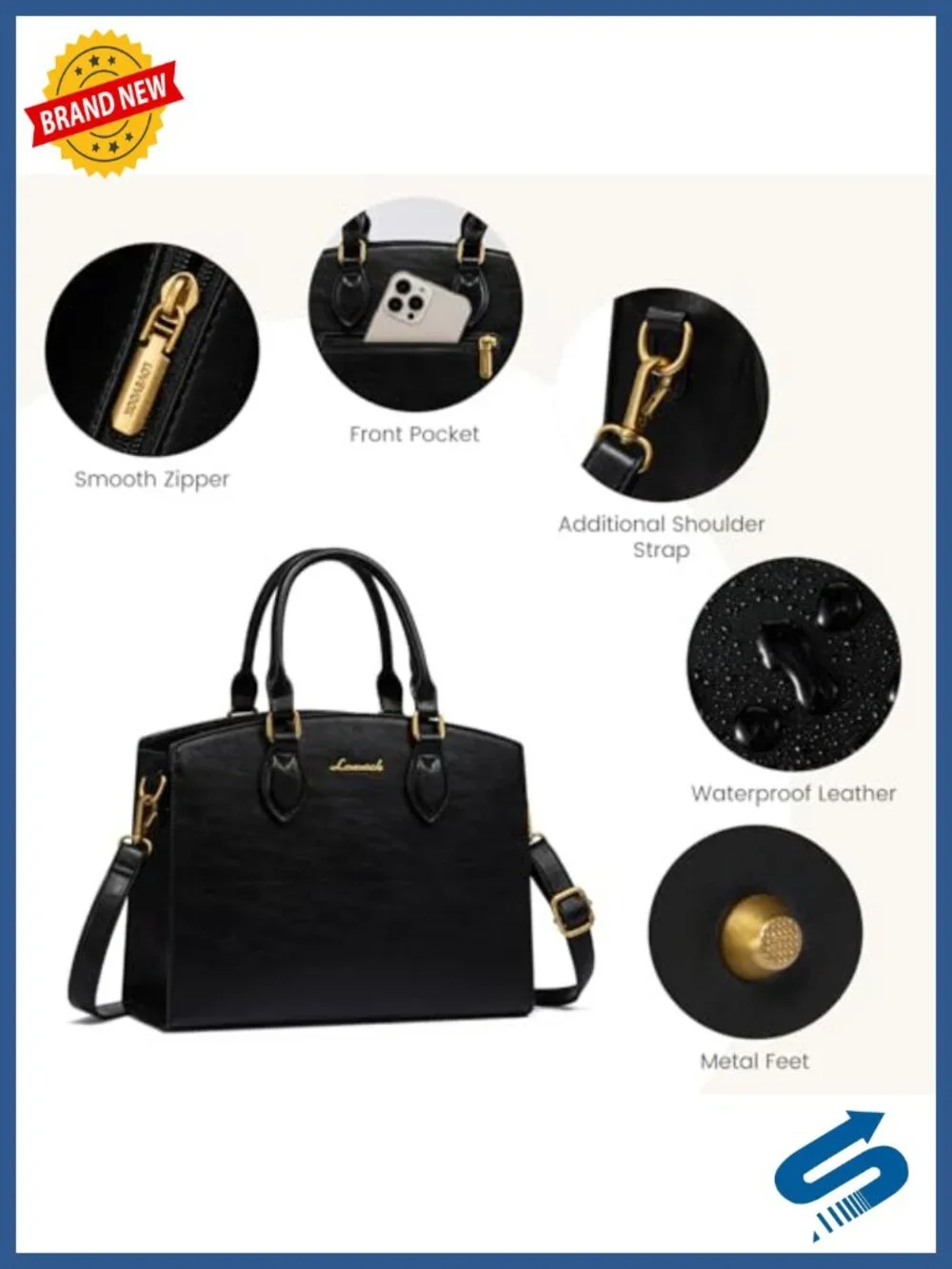 Vintage PU Leather Satchel Handbag Tote Shoulder Bag Women